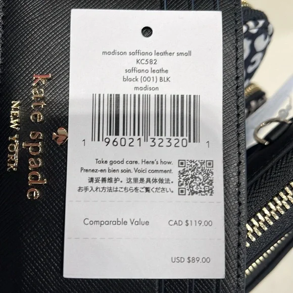 Kate Spade Madison Saffiano Leather Small Slim Card Holder
COLOR: Black 
NWT - Picture 10 of 16
